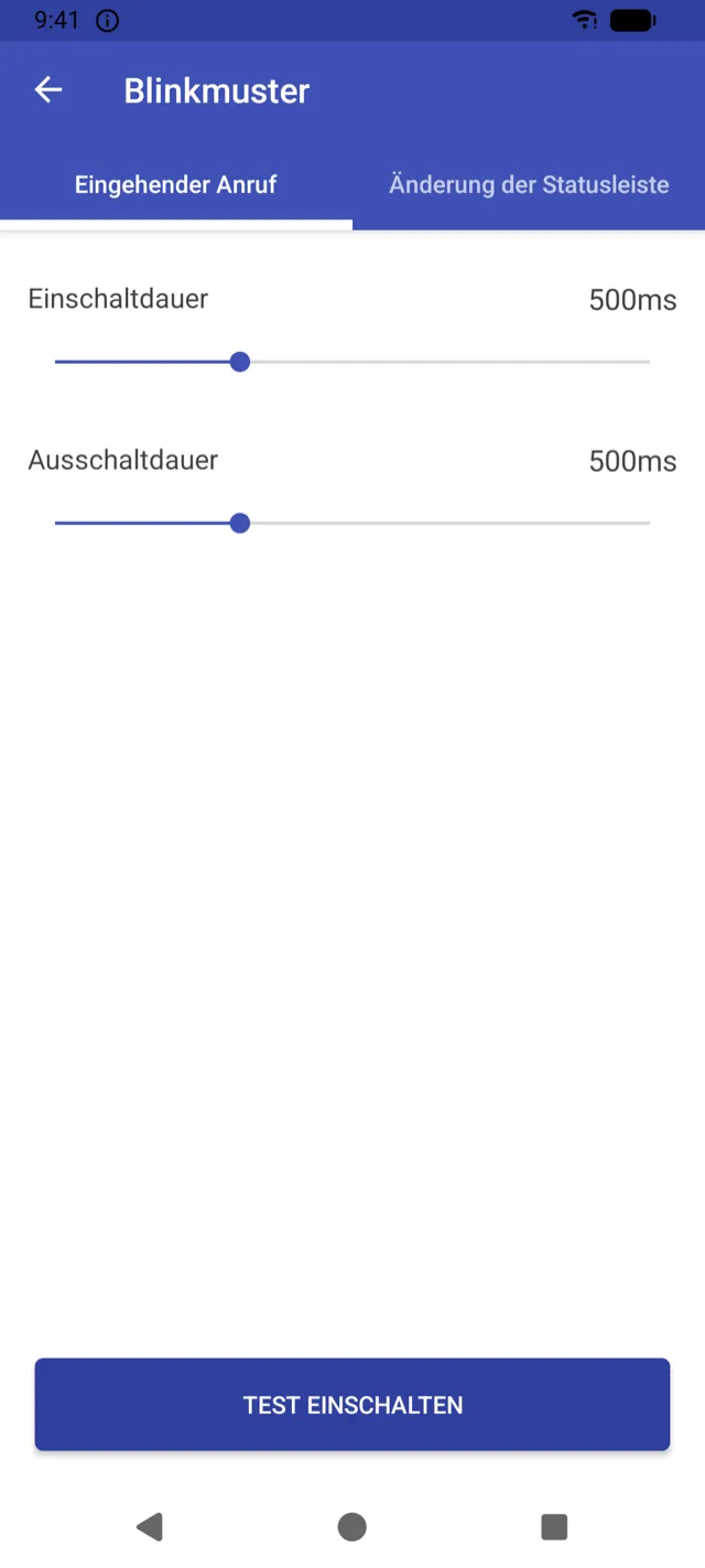 Einstellungen für das Blinkmuster