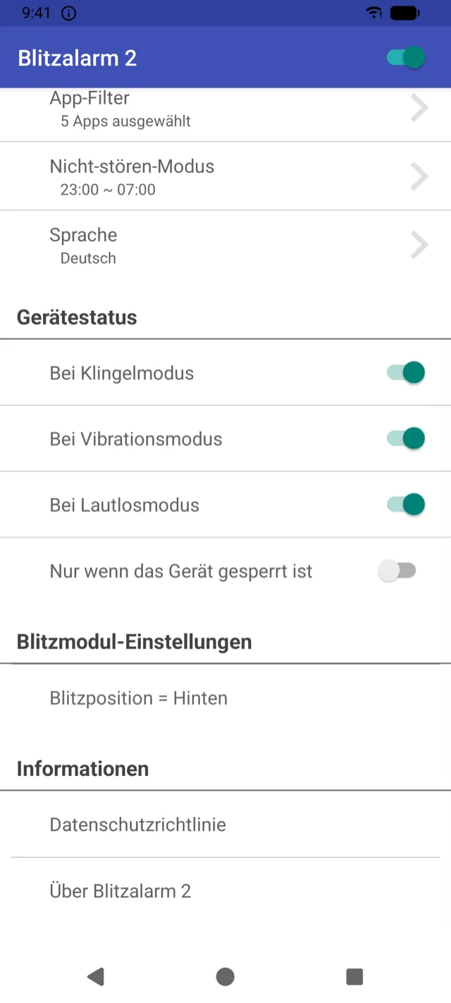 Gerätestatus-Einstellungen für Klingel-, Vibrations- und Lautlosmodus