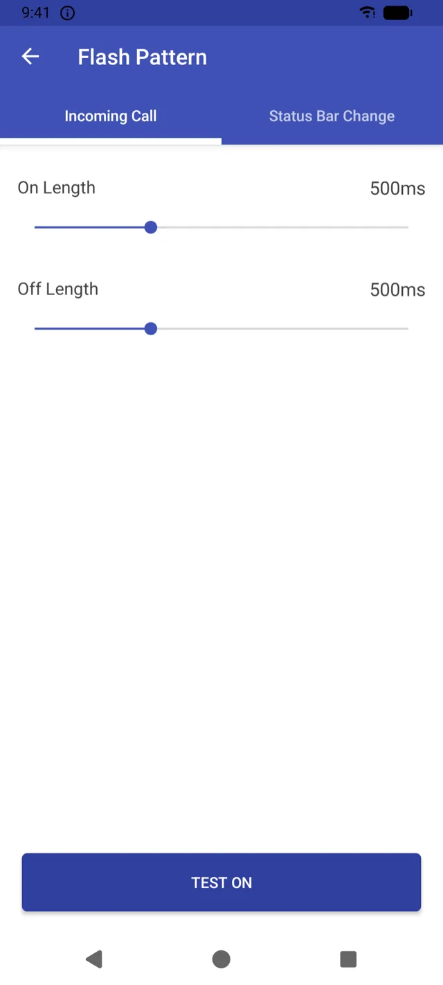 Flash pattern settings screen