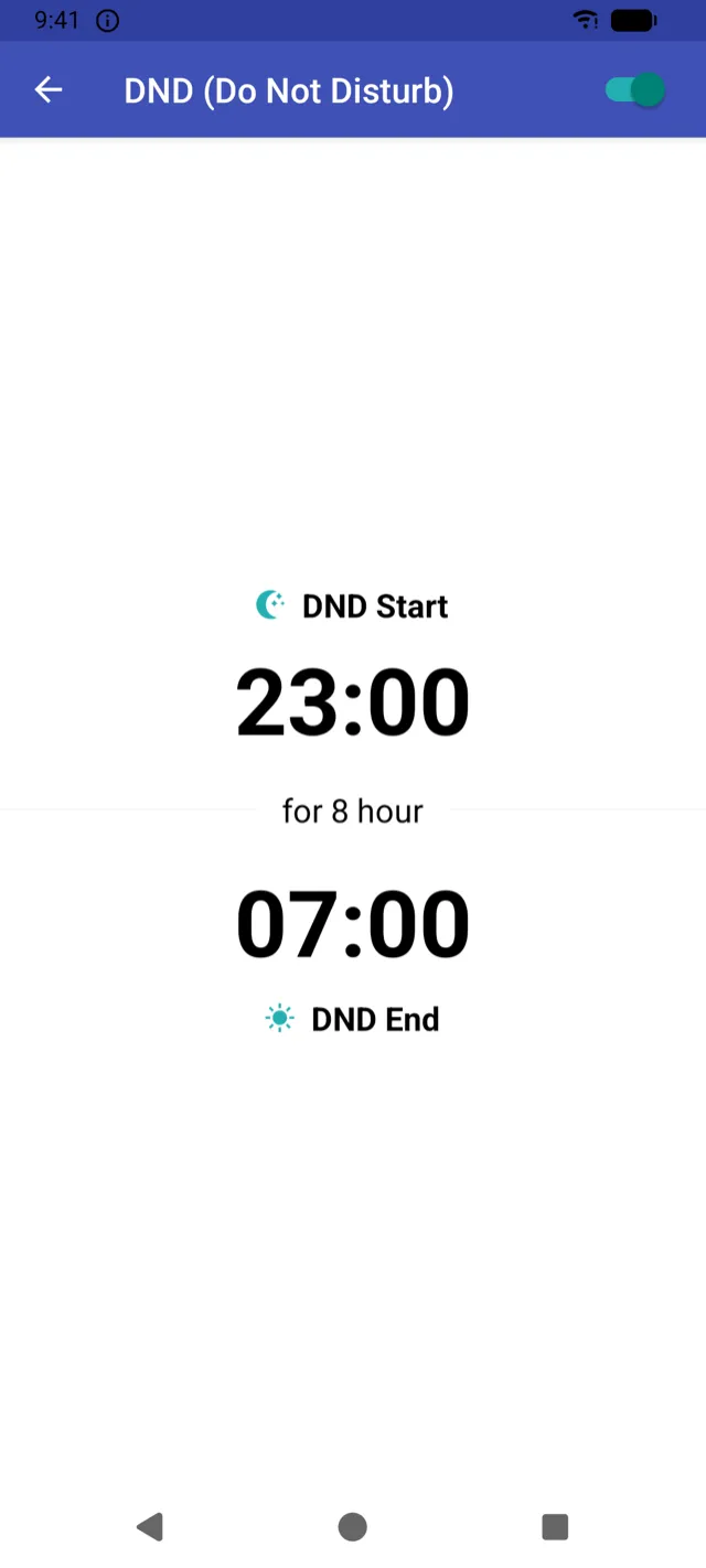 Do Not Disturb hours screen