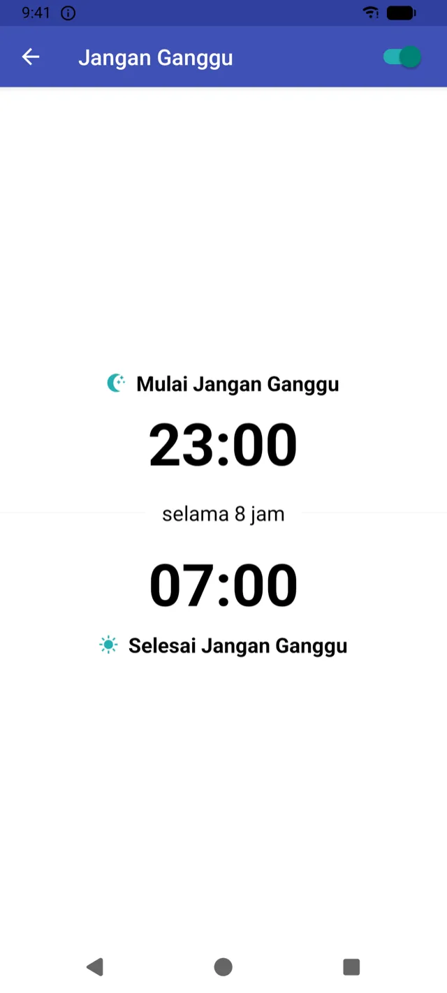 Layar pengaturan jam Jangan Ganggu