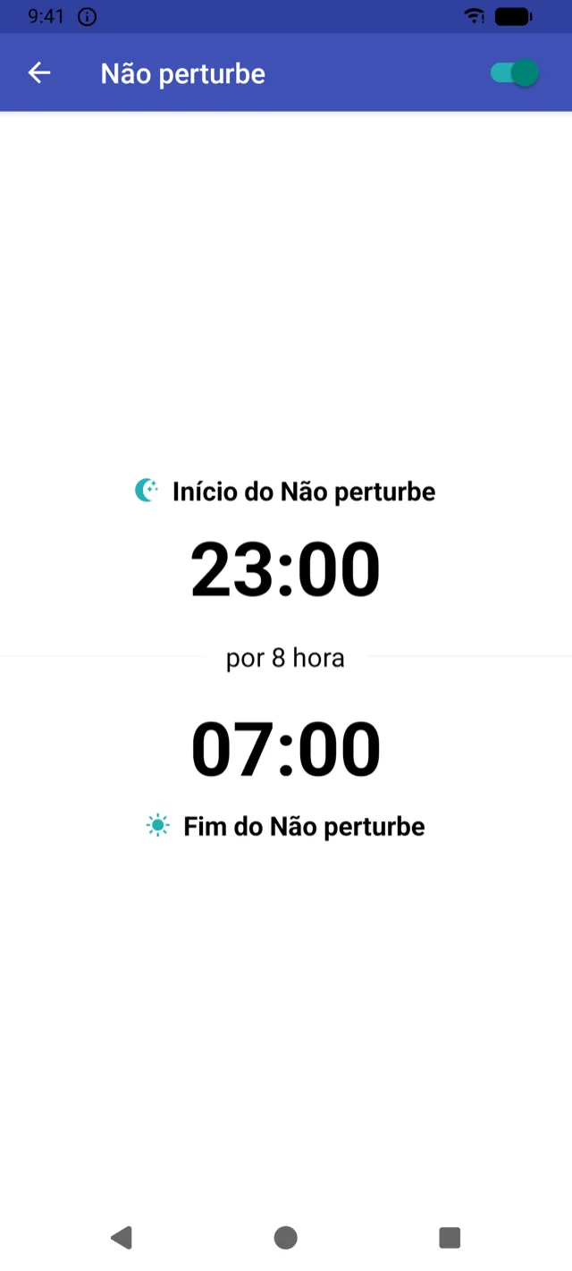 Tela de horários do Não perturbe