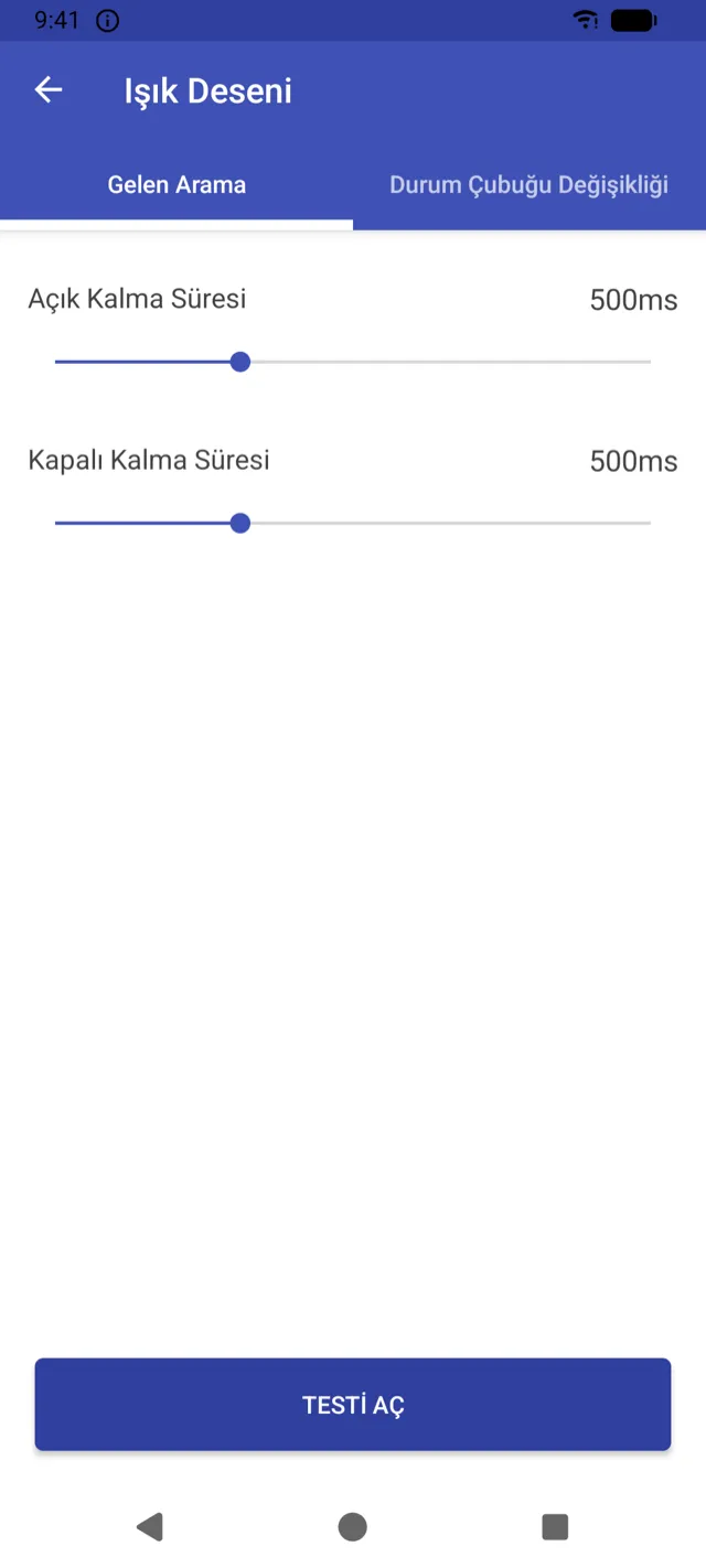 Işık Deseni ayar ekranı
