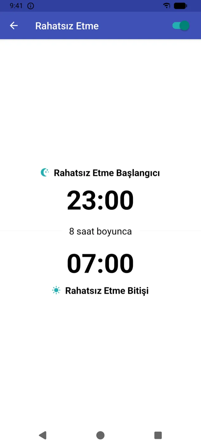 Rahatsız Etme saatleri ekranı