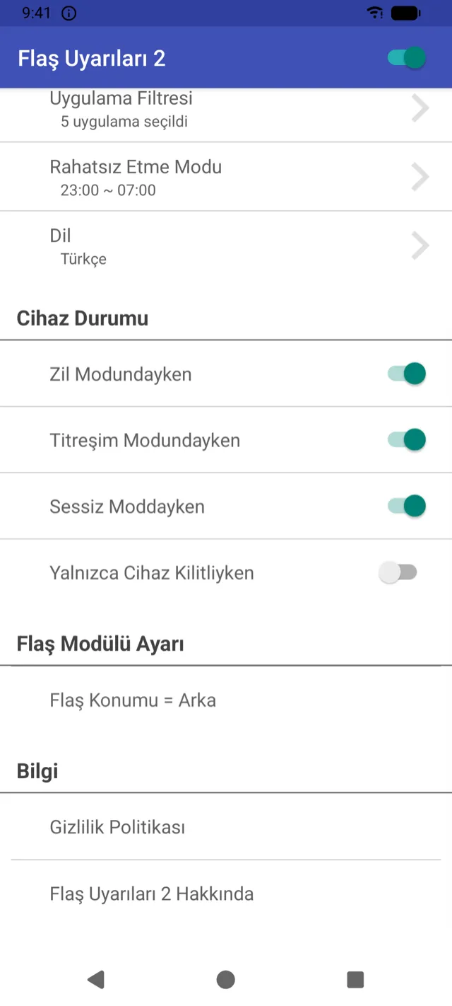 Zil, titreşim ve sessiz mod için Cihaz Durumu ayarları