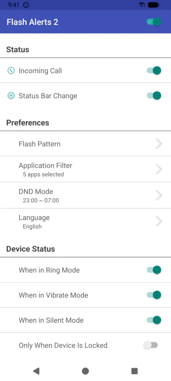 Flash Alerts 2 app screenshot